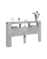 Cabeceira c/ LEDs 180x18,5x103,5 cm cinzento-cimento